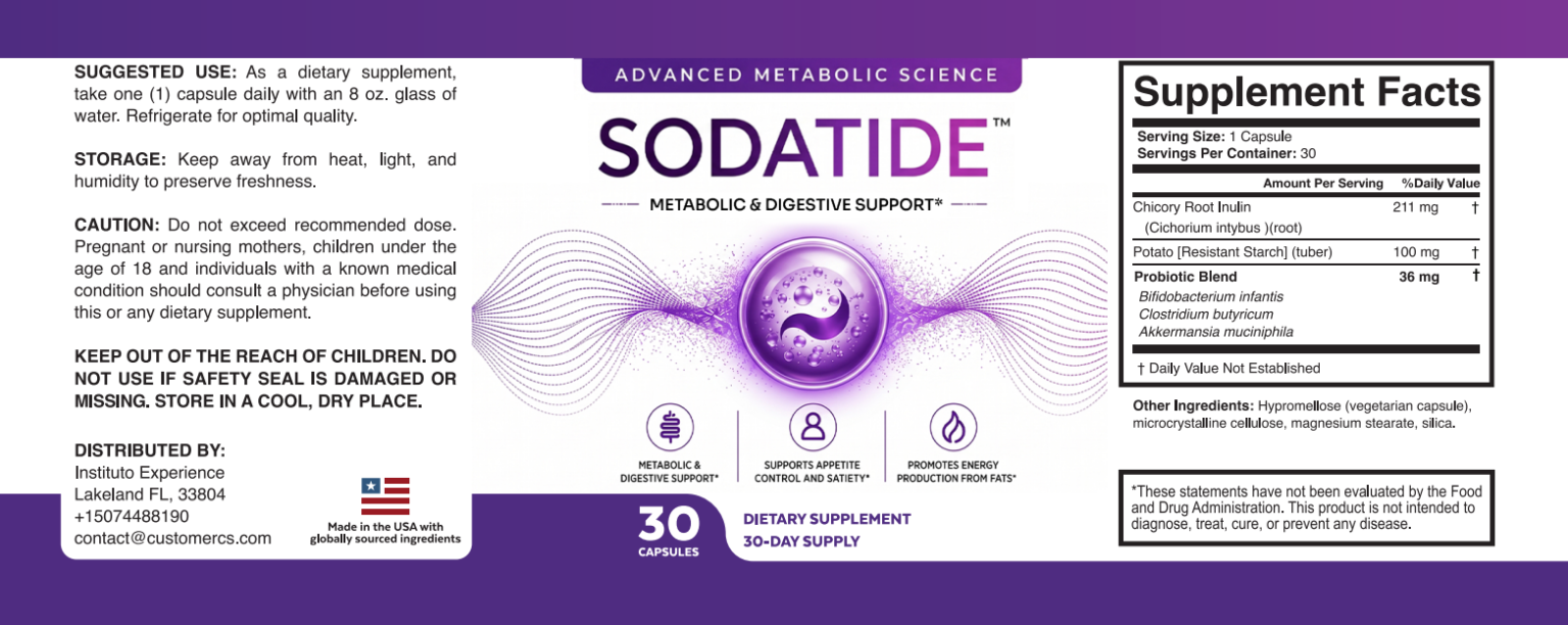 SodaTide ingredient label